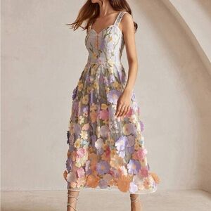 SHEIN Purple and Pink Embellished Sleeveless Sundress